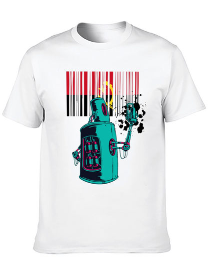Robot Spray Paint Graphic T-Shirt - Black
