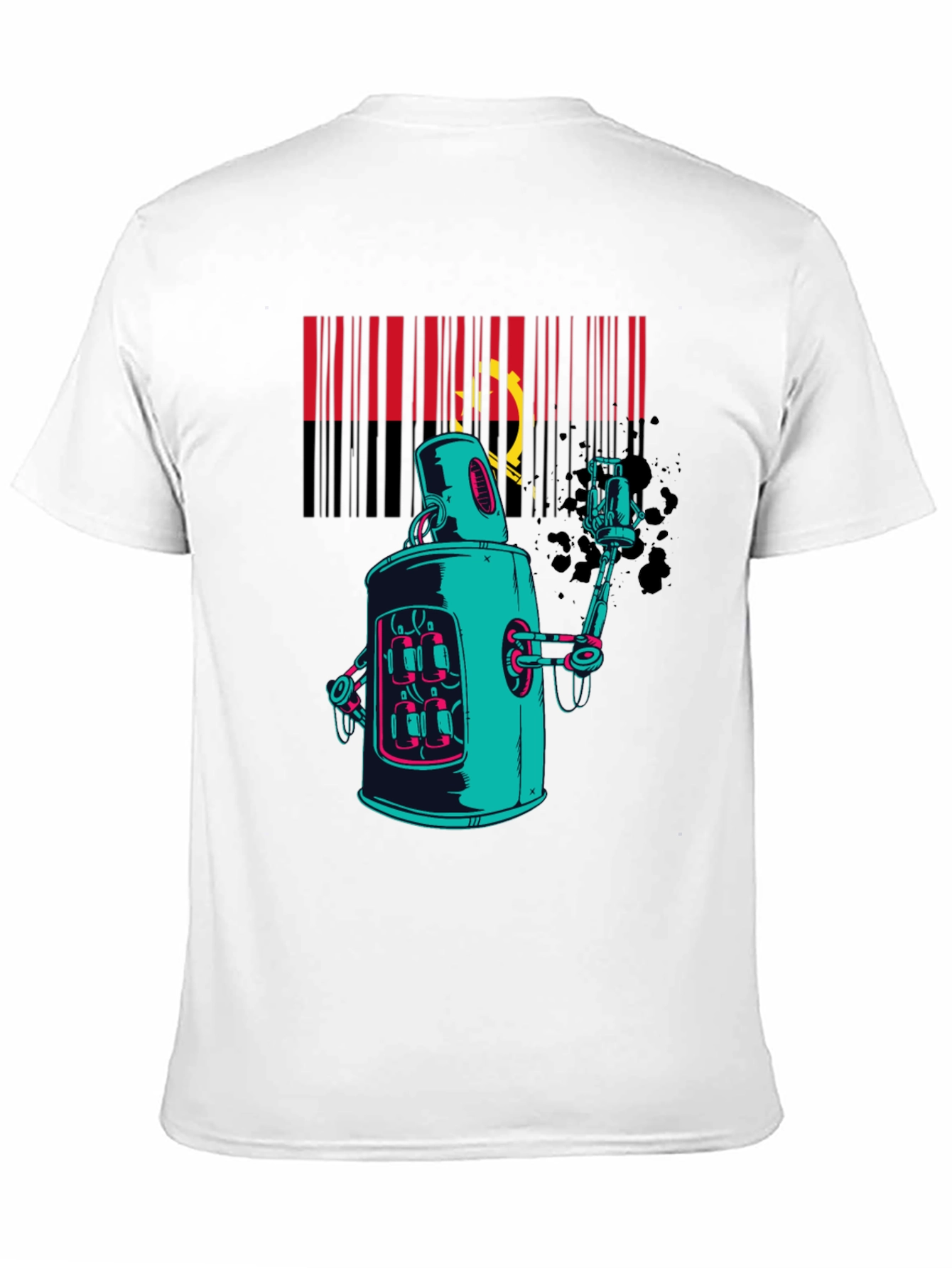 Robot Spray Paint Graphic T-Shirt - Black