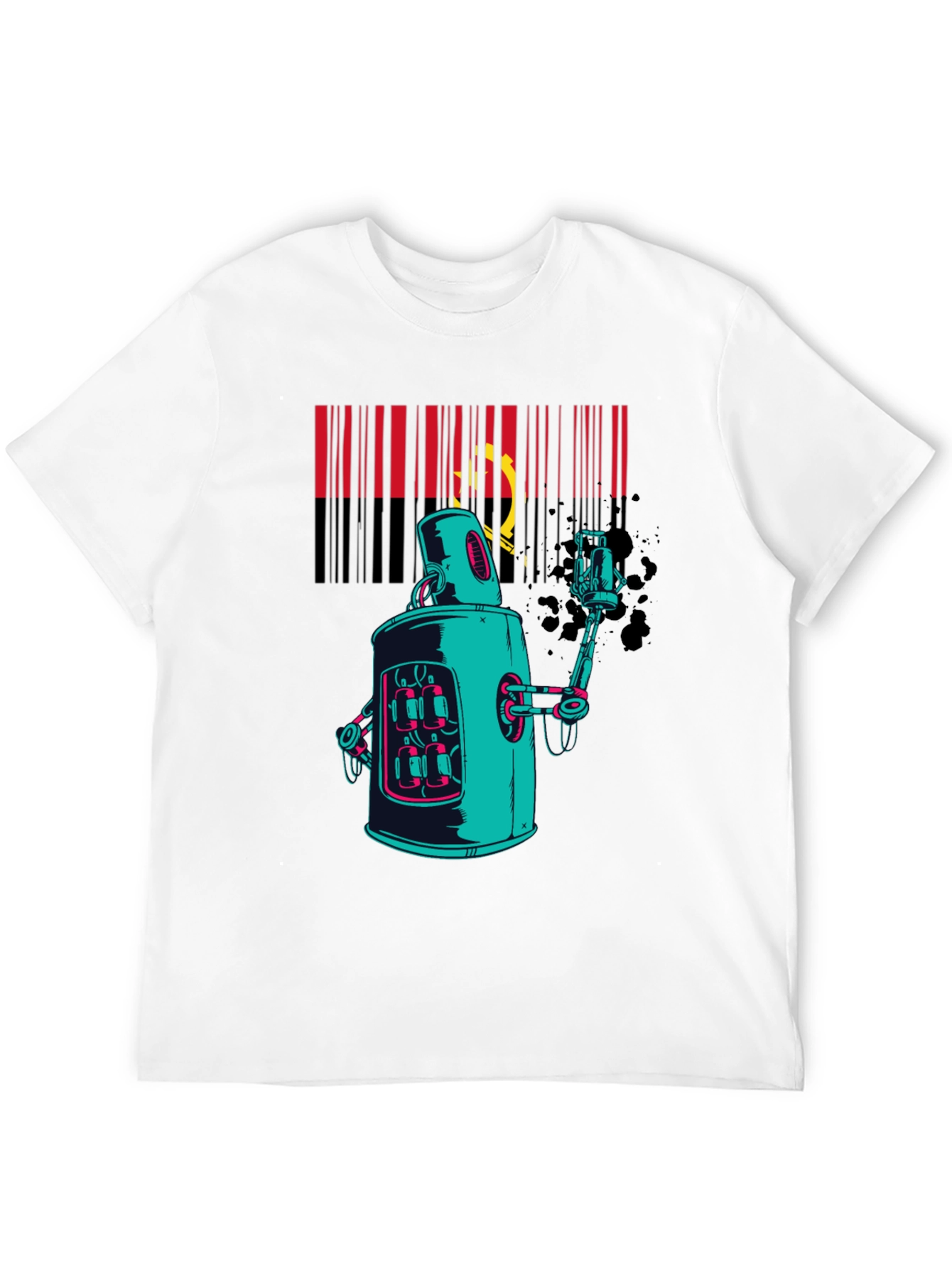 Robot Spray Paint Graphic T-Shirt - Black