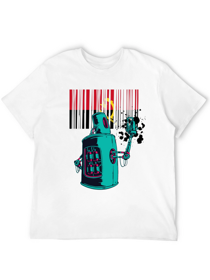Robot Spray Paint Graphic T-Shirt - Black