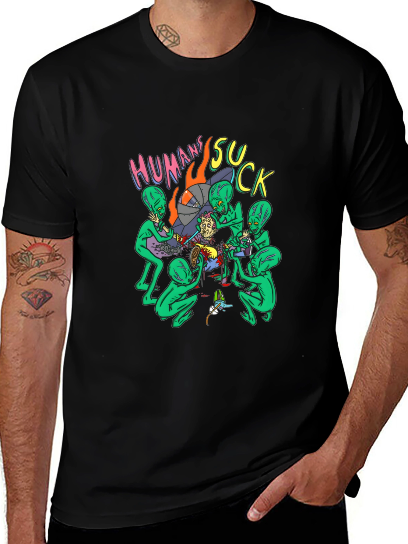 Humans Suck Alien Abduction Graphic Tee