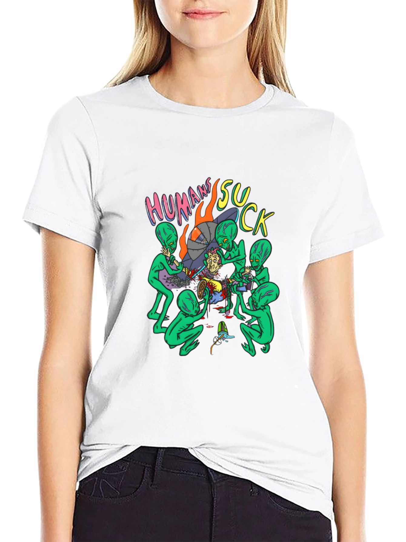 Humans Suck Alien Abduction Graphic Tee