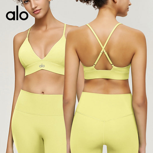Aloyoga Stretchable Anti-Vibration Yoga Back Support Bra with Straps - Sensual Running Fitness Sexy Back Supportive Bra