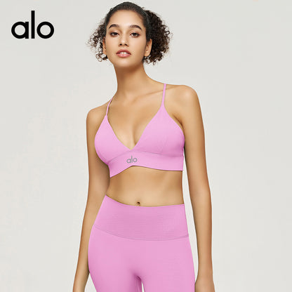 Aloyoga Stretchable Anti-Vibration Yoga Back Support Bra with Straps - Sensual Running Fitness Sexy Back Supportive Bra