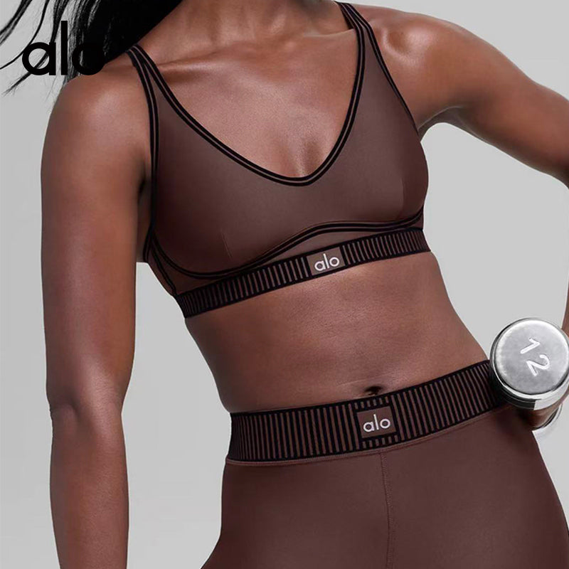 Aloyoga Bare Sensation Beautiful Back Fitness Bra Peach Butt Yoga Pants High-Waist Tapered Hip-High Fitness Set