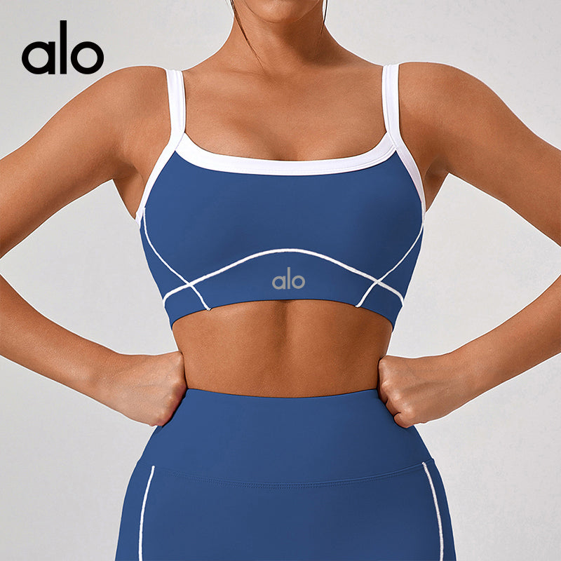 Alo Yoga Bare Sensation Sports Bra for Women - Shockproof, High-Strength, Fine Shoulder Straps, Beautiful Back Yoga Top