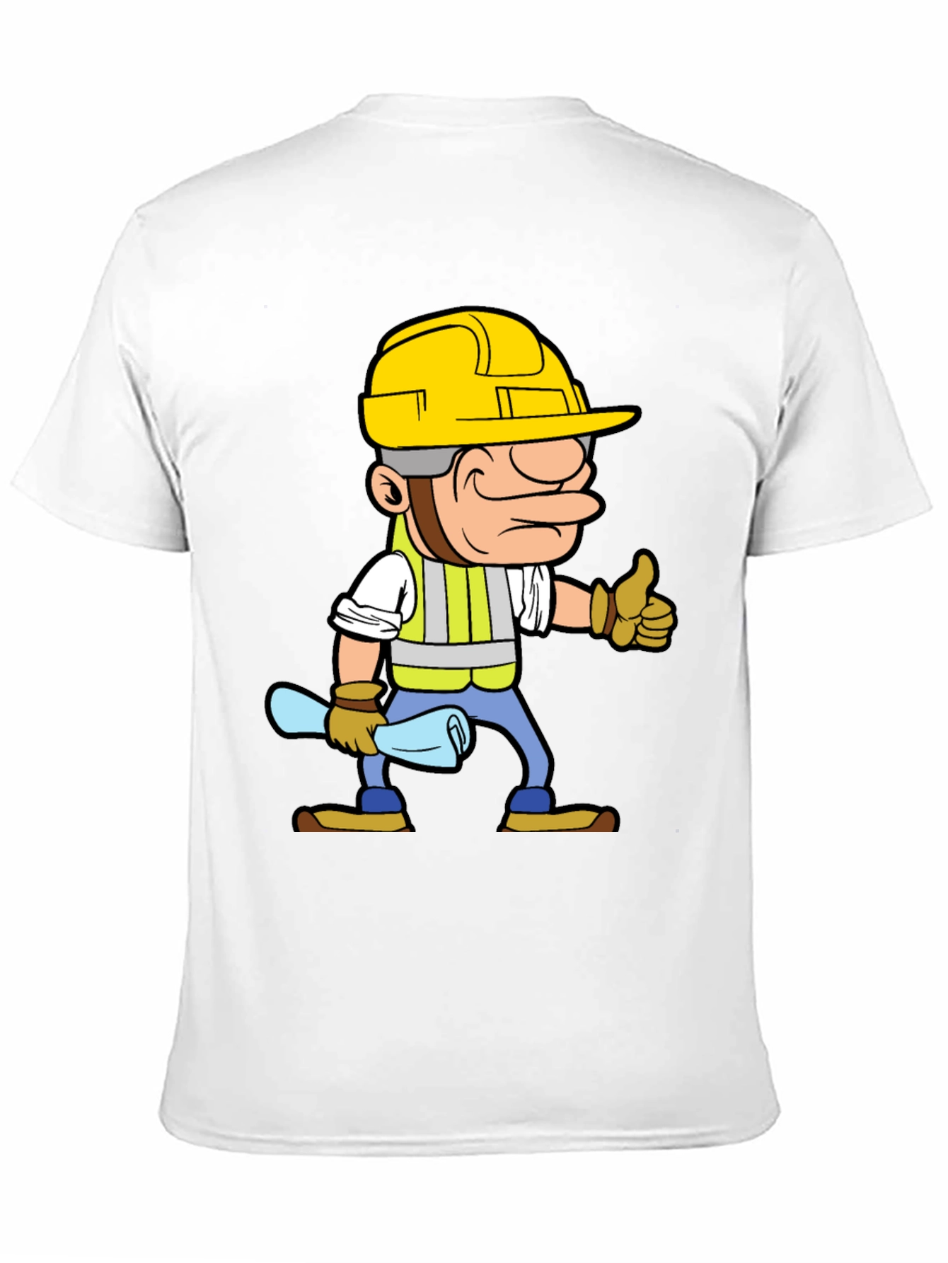 Construction Worker Cartoon Graphic Tee - Black