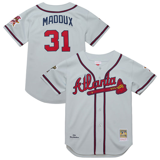 Greg Maddux Atlanta Braves Mitchell &amp;amp; Ness 1995 Throwback Authentic Jersey - Gray