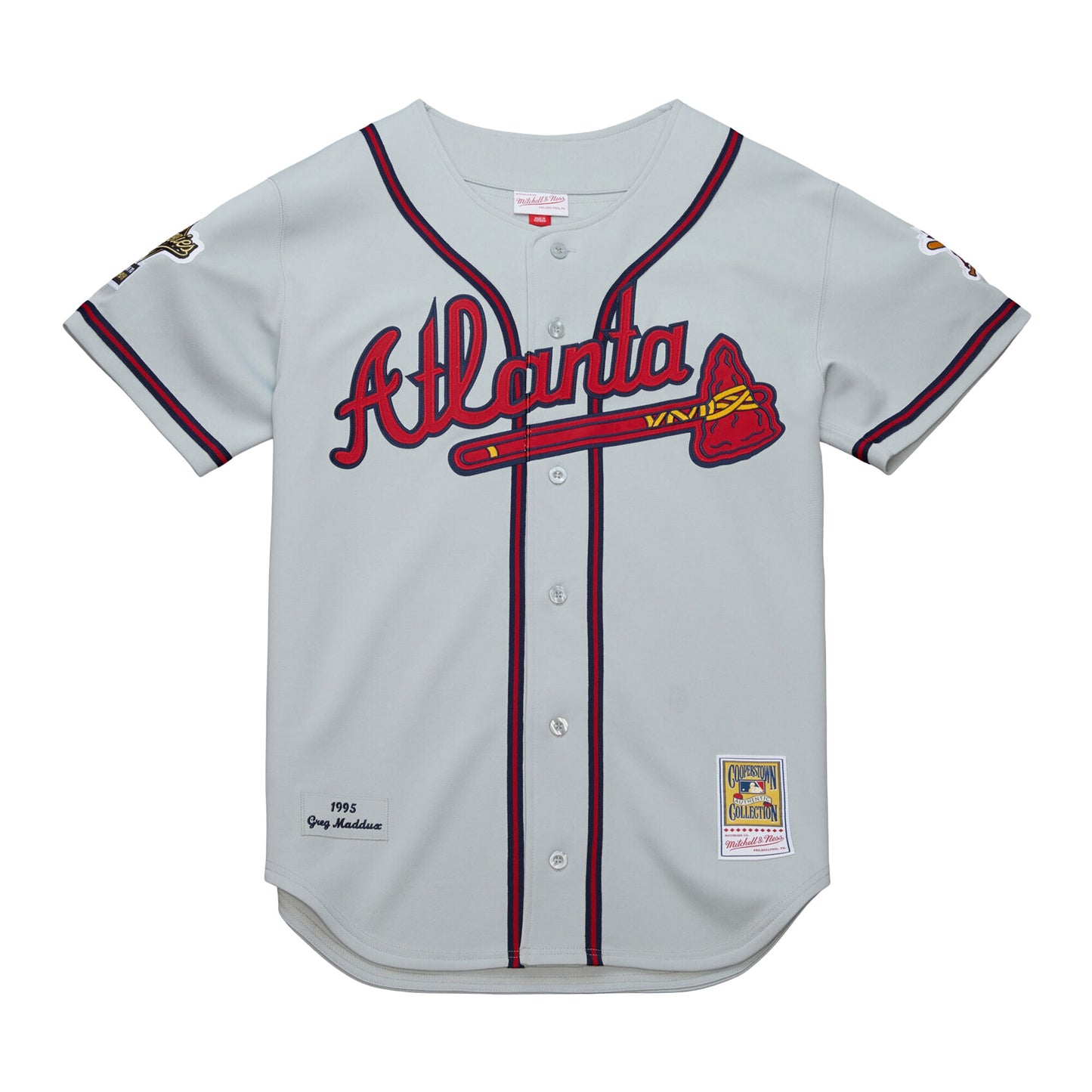 Greg Maddux Atlanta Braves Mitchell &amp;amp; Ness 1995 Throwback Authentic Jersey - Gray