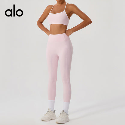 Aloyoga Cross-Adjust Shoulder Belt Yoga Bra with Cup垫 Fitness Sports Underwear