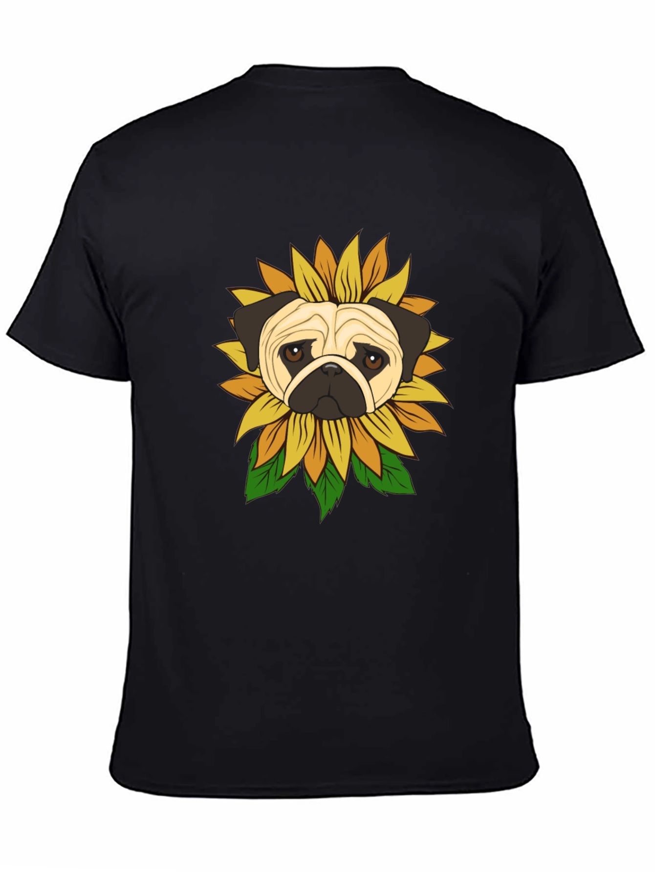 Pug Sunflower Graphic T-Shirt