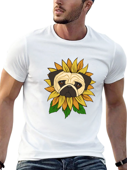 Pug Sunflower Graphic T-Shirt