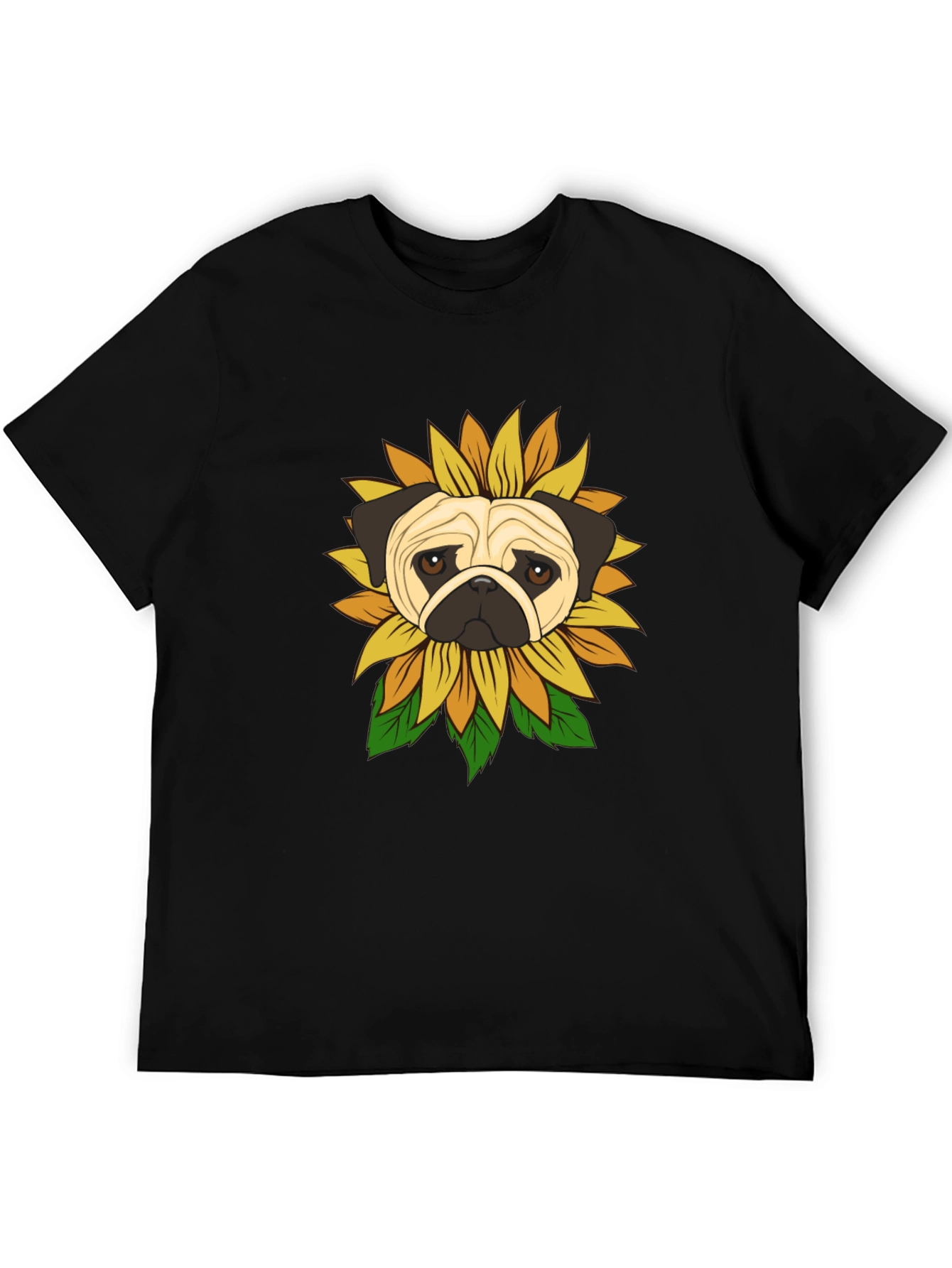 Pug Sunflower Graphic T-Shirt