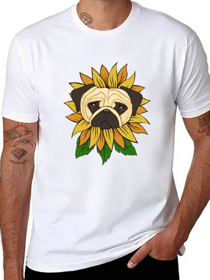 Pug Sunflower Graphic T-Shirt