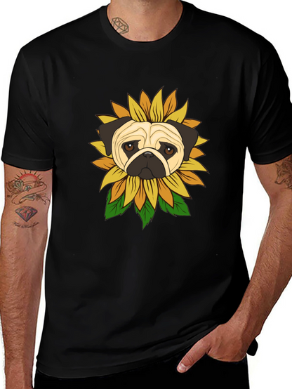 Pug Sunflower Graphic T-Shirt