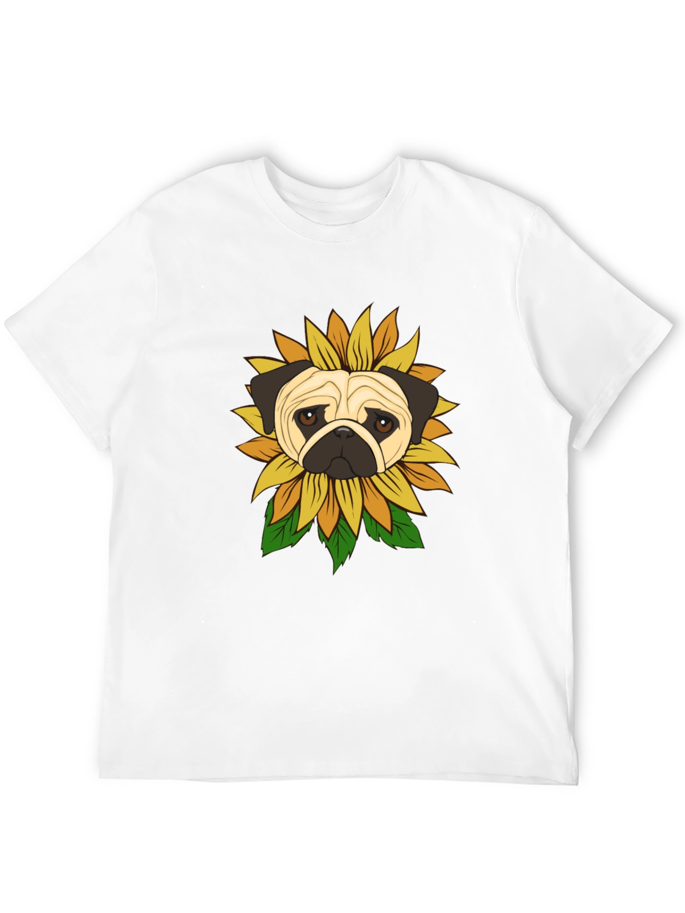 Pug Sunflower Graphic T-Shirt