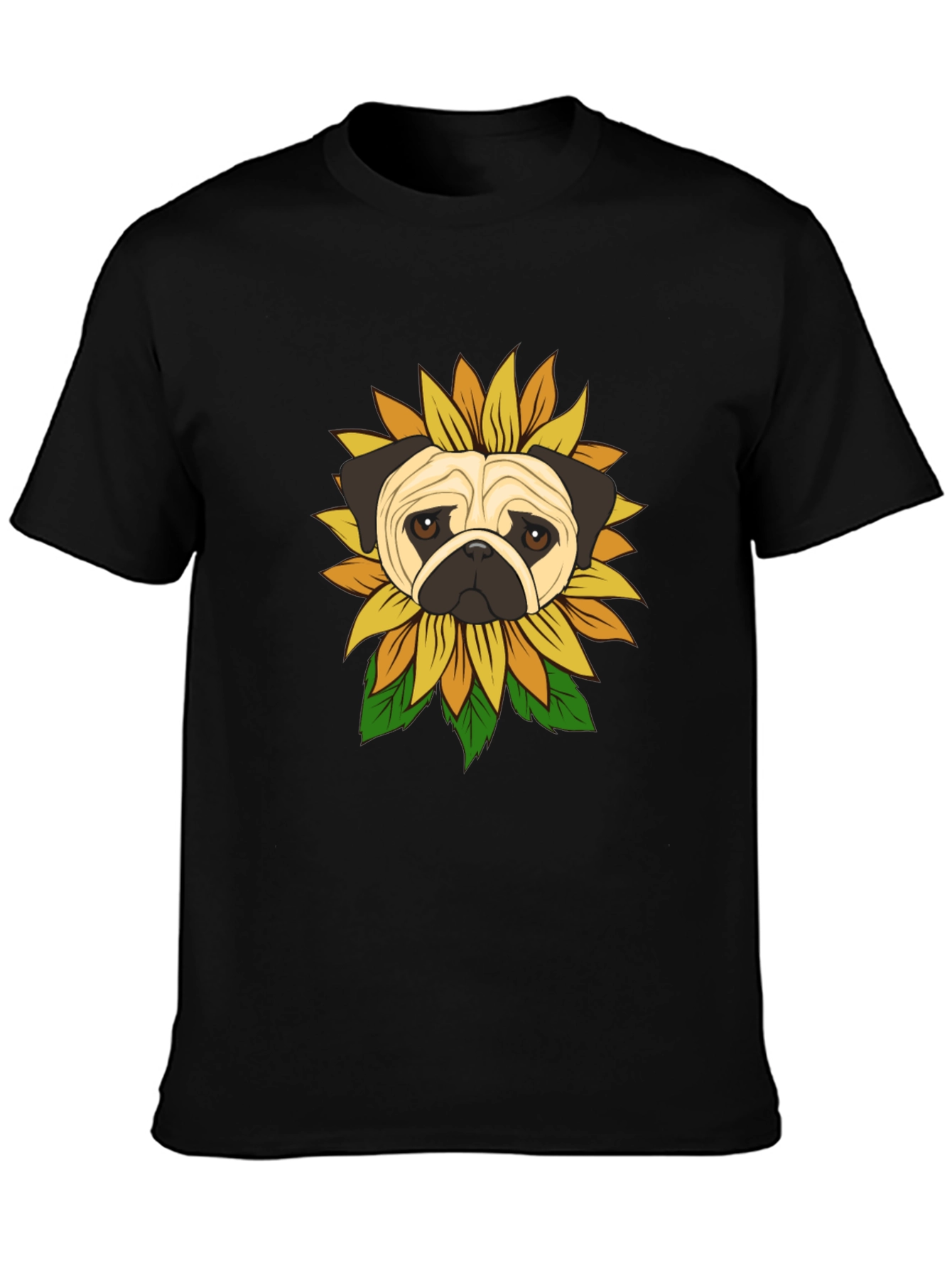Pug Sunflower Graphic T-Shirt