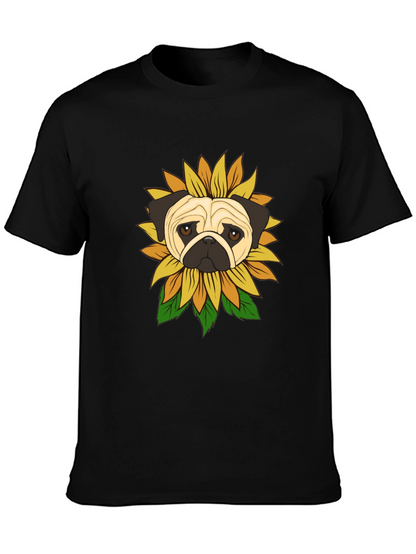 Pug Sunflower Graphic T-Shirt