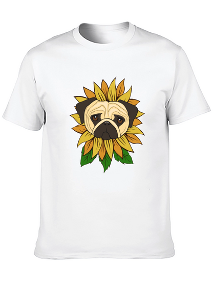 Pug Sunflower Graphic T-Shirt