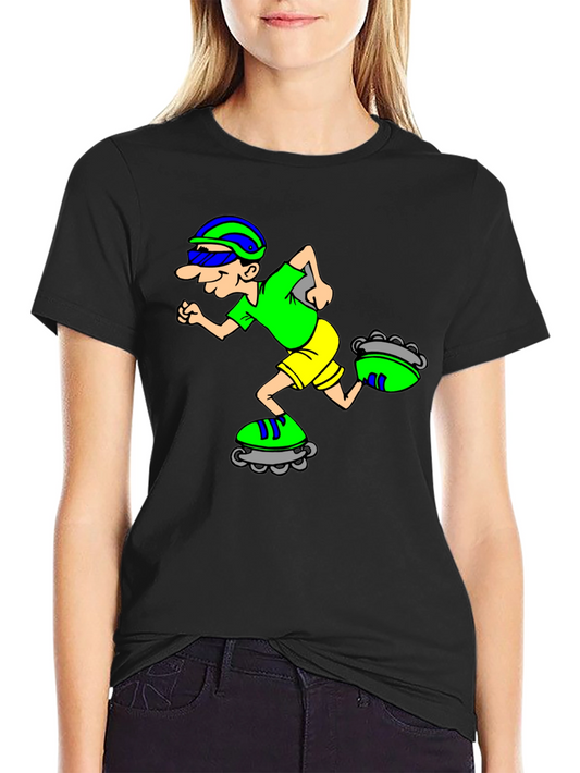 Cartoon Inline Skater Graphic Tee - Black