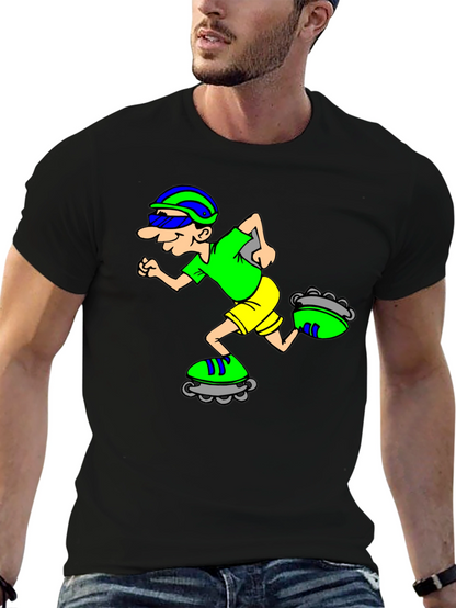 Cartoon Inline Skater Graphic Tee - Black
