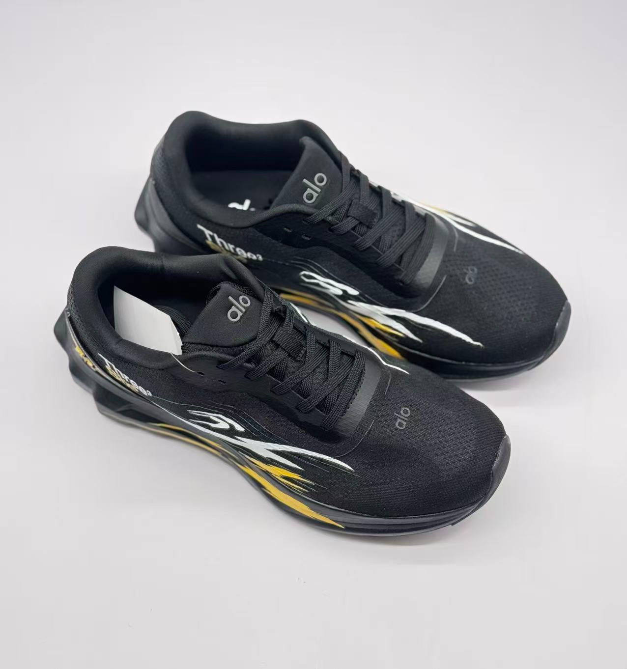 ALO running Blackyellow graffiti shoes
