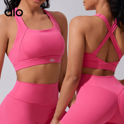 Aloyoga Bare Sensation Sports Bra with High Elasticity Yoga Backpiece for Outdoor Fitness and Sports