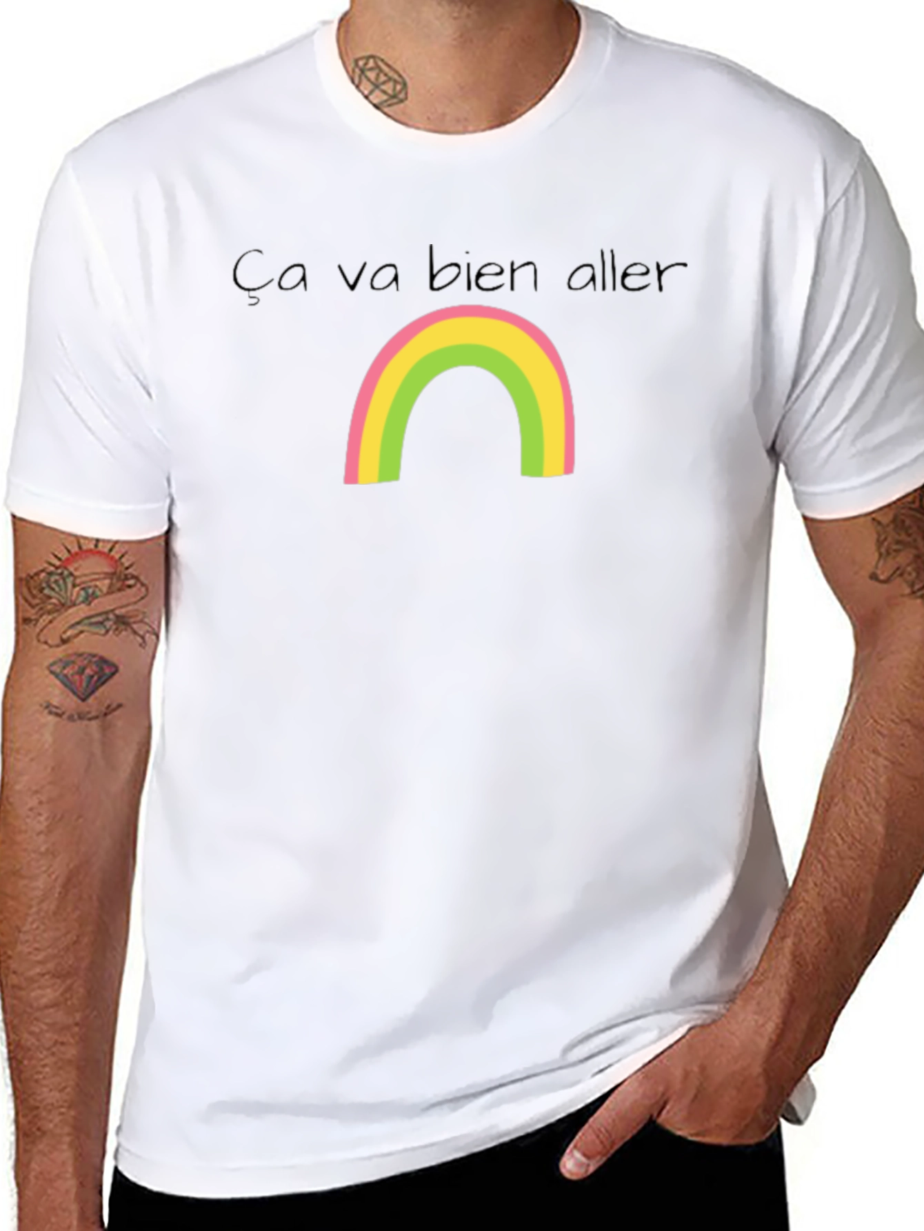 Ça Va Bien Aller Rainbow Black T-Shirt