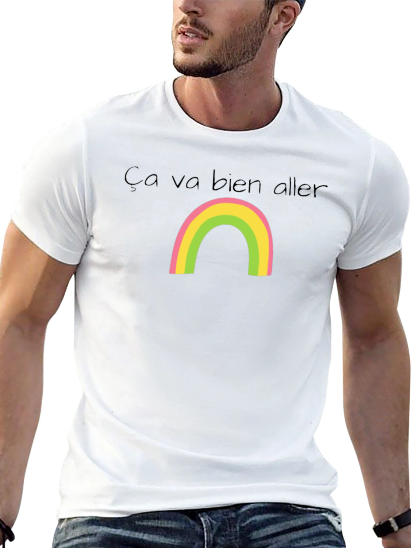 Ça Va Bien Aller Rainbow Black T-Shirt