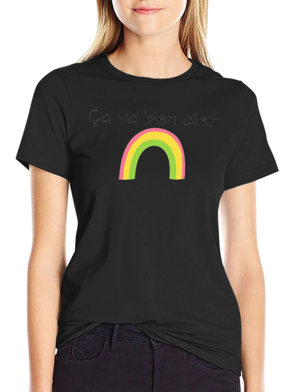 Ça Va Bien Aller Rainbow Black T-Shirt