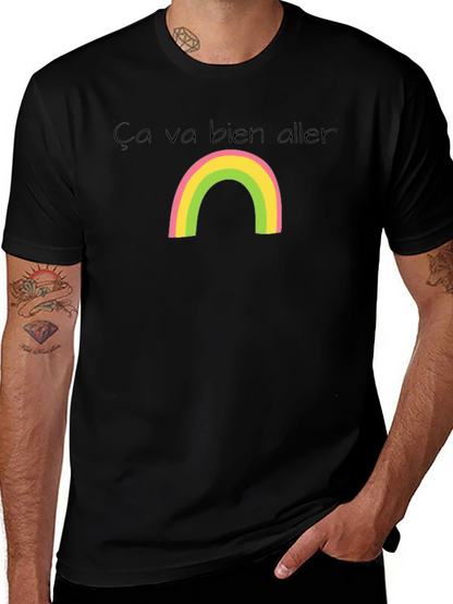 Ça Va Bien Aller Rainbow Black T-Shirt