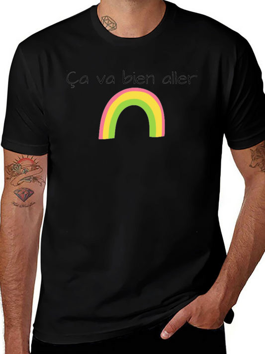 Ça Va Bien Aller Rainbow Black T-Shirt