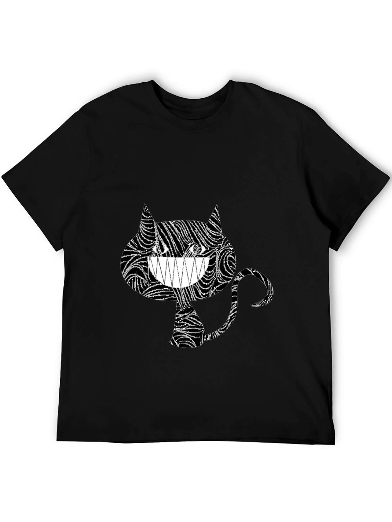 Abstract Cheshire Cat Graphic Tee - Black