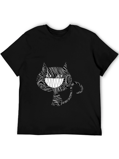 Abstract Cheshire Cat Graphic Tee - Black