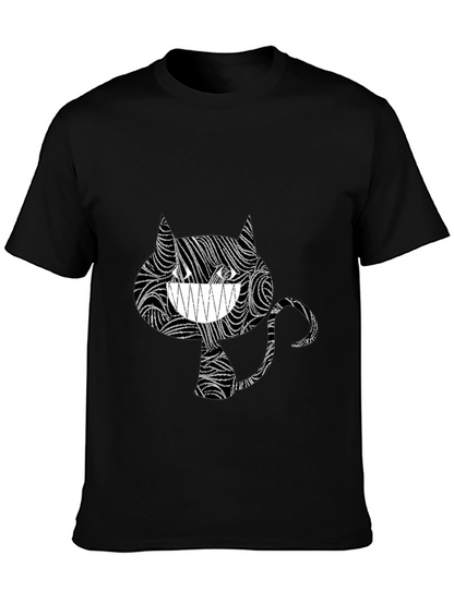 Abstract Cheshire Cat Graphic Tee - Black