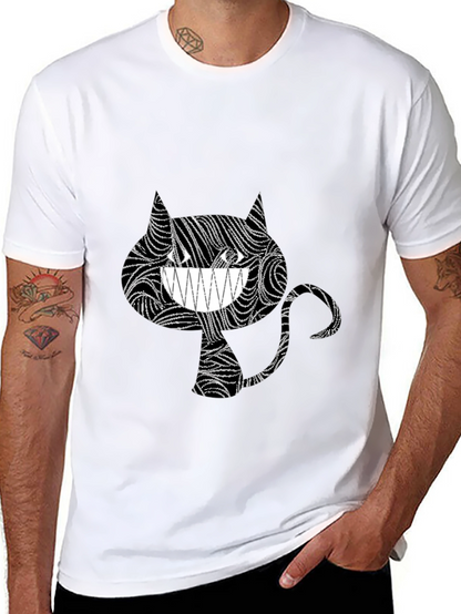 Abstract Cheshire Cat Graphic Tee - Black