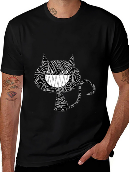Abstract Cheshire Cat Graphic Tee - Black
