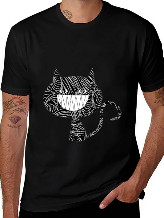 Abstract Cheshire Cat Graphic Tee - Black