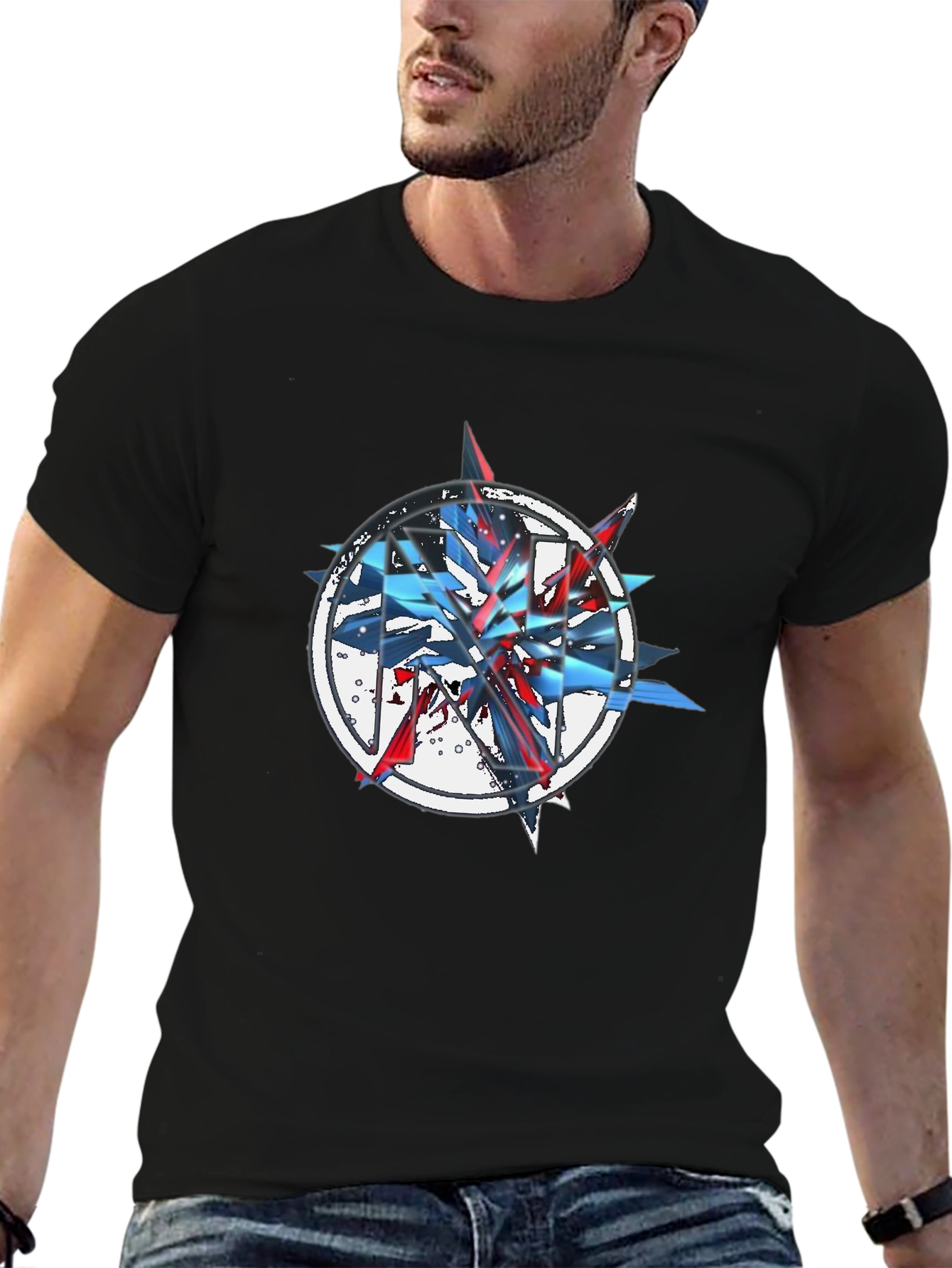 Abstract Graphic Print Black T-Shirt