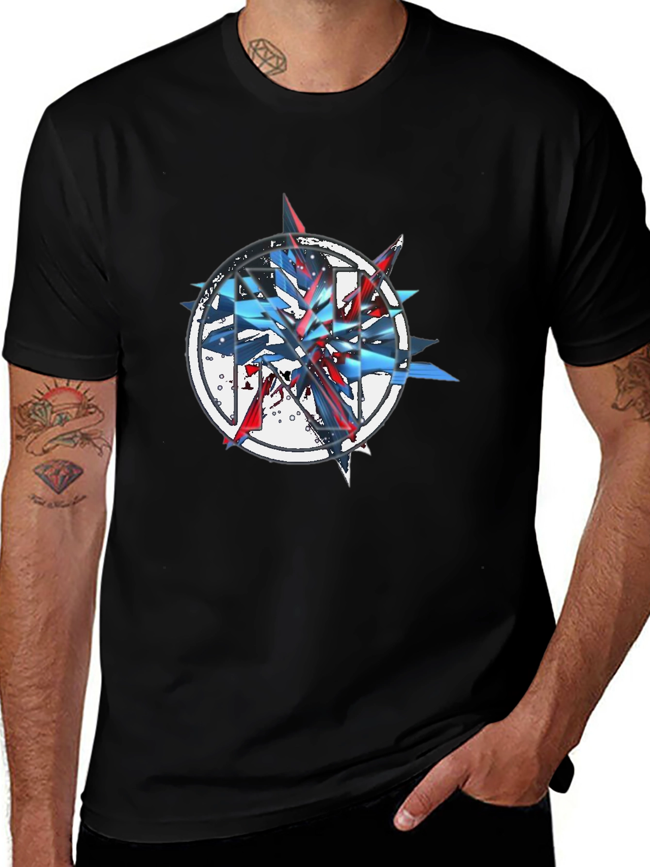 Abstract Graphic Print Black T-Shirt