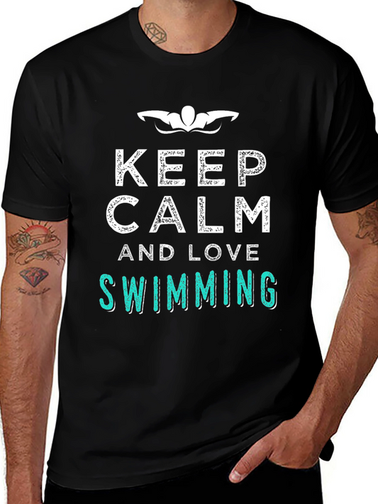 Keep Calm & Love Swimming T-Shirt - Relaxed Fit