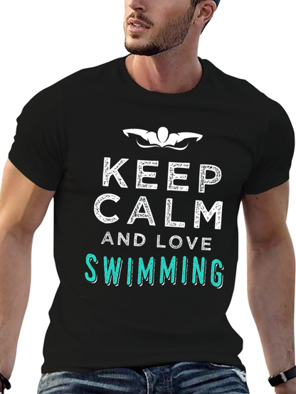 Keep Calm & Love Swimming T-Shirt - Relaxed Fit