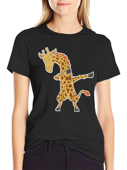 Dabbing Giraffe Graphic Tee - Black