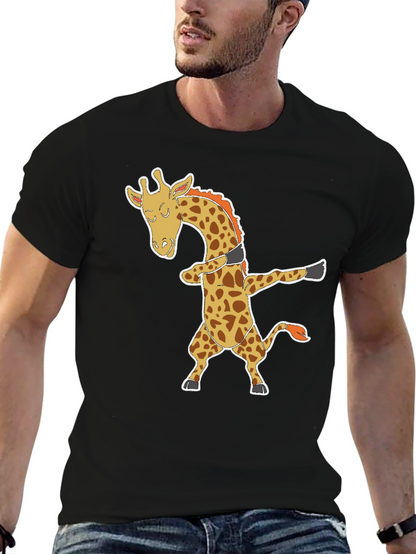 Dabbing Giraffe Graphic Tee - Black