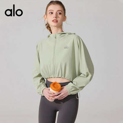 Alo Yoga Sun Protection Long Sleeve Cover Up, Ice Silk Cool Feel Jacket, Sports Fitness Yoga Top