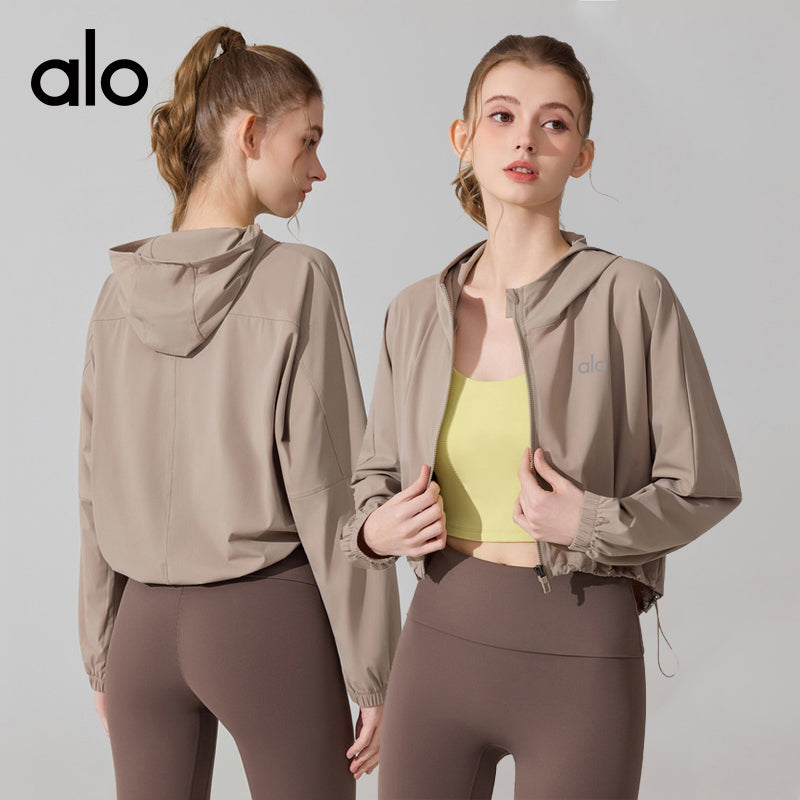 Alo Yoga Sun Protection Long Sleeve Cover Up, Ice Silk Cool Feel Jacket, Sports Fitness Yoga Top