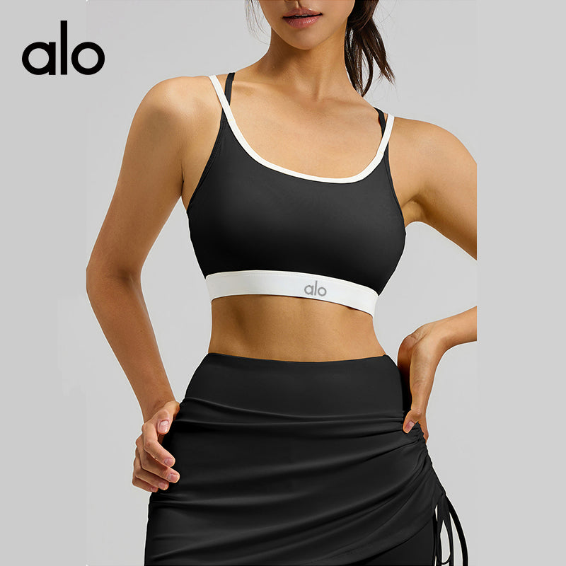 Alo Yoga Color-Matching Cross-Sectional Back Fitness Sports Bra High-Intensity Fixed Cup Yoga Back Cover