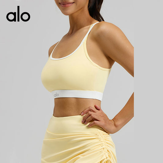 Alo Yoga Color-Matching Cross-Sectional Back Fitness Sports Bra High-Intensity Fixed Cup Yoga Back Cover