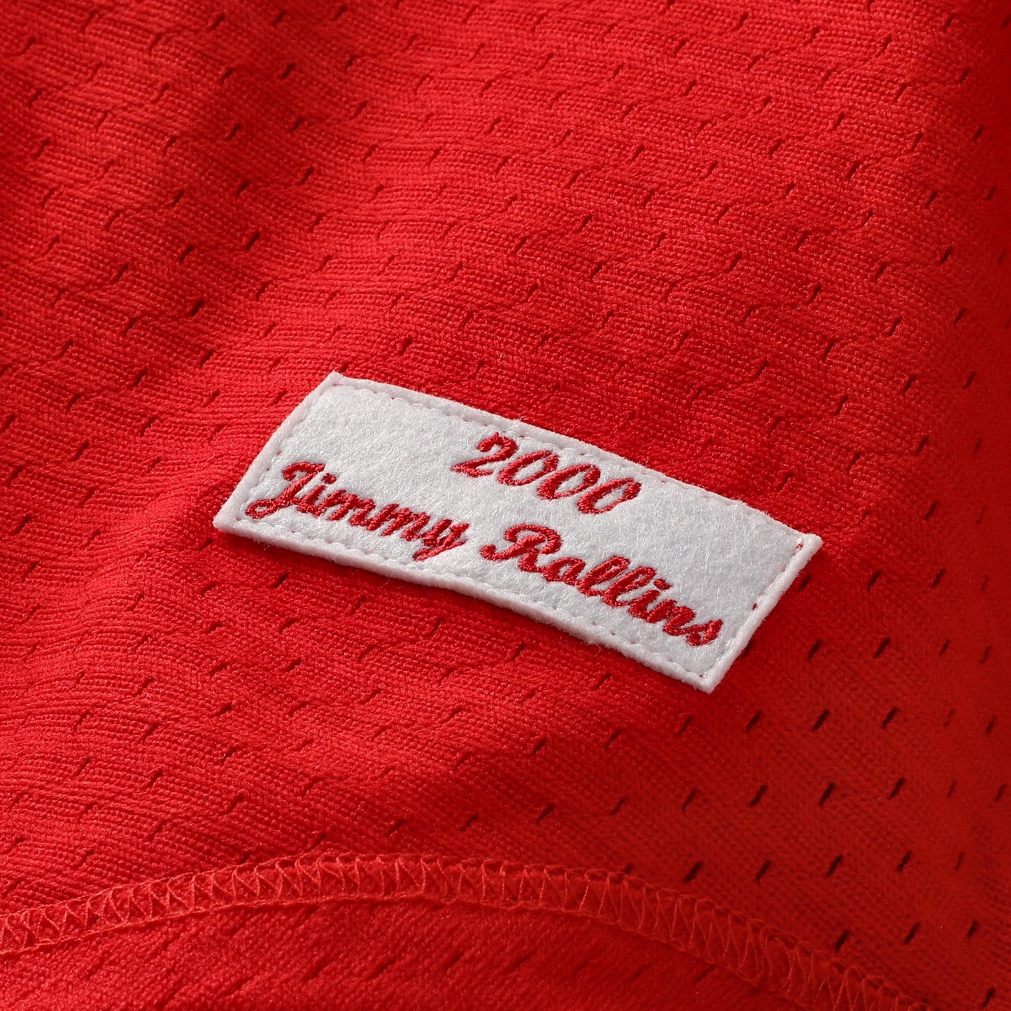 Jimmy Rollins Philadelphia Phillies Mitchell &amp;amp; Ness Cooperstown Mesh Batting Practice Button-Up Jersey - Red