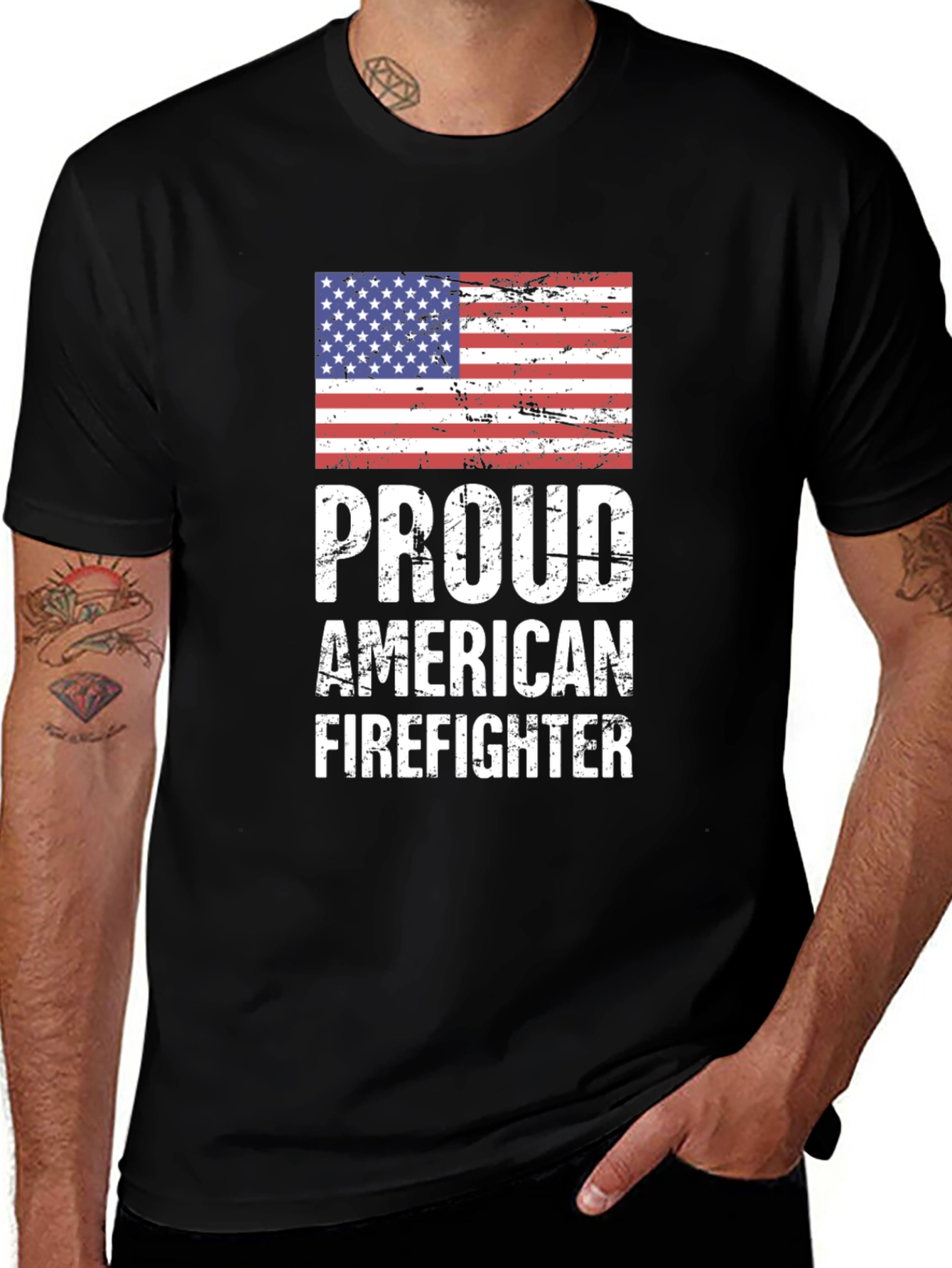 Proud American Firefighter Graphic T-Shirt